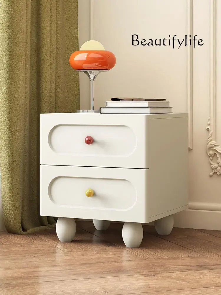 Cream wind bedside table modern simple dopamine bedroom high-end small apartment bedside storage cabinet