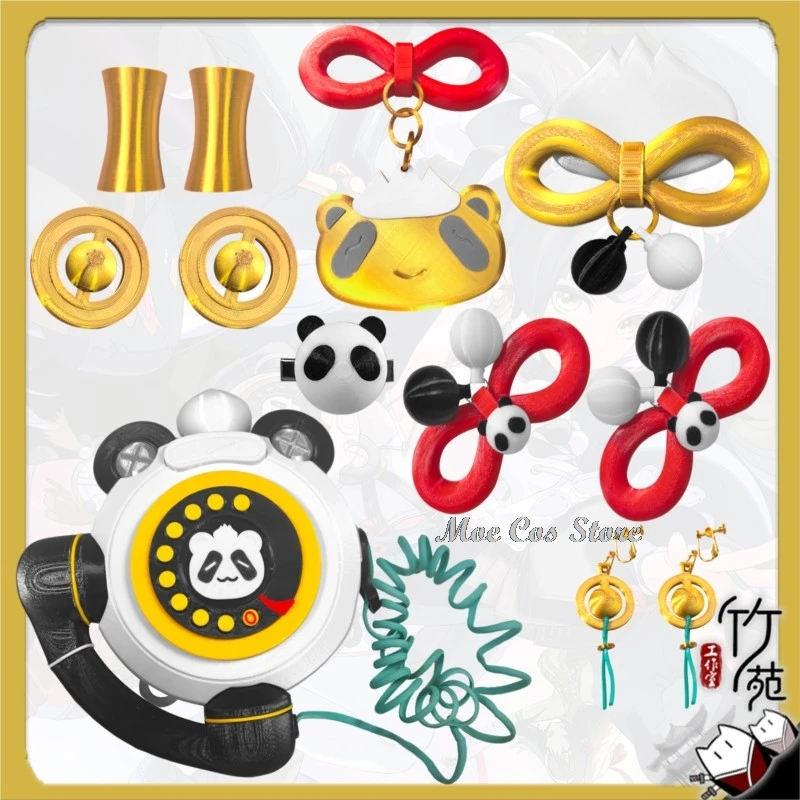 Moe Cos Store ZZZ Dialyn Cosplay Accessories Women Panda Girls Outfits Decors Zenless Zone Zero Halloween Cute Earring Prop