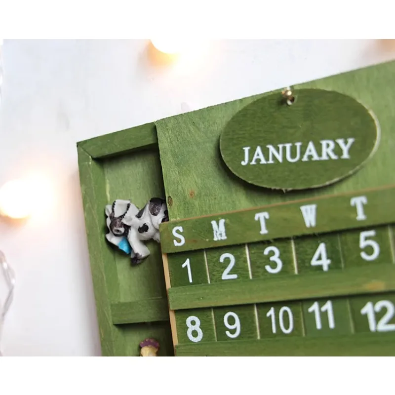 Calendario de personalidad Retro creativo 1 Juego hecho a mano de madera decoración del hogar colgante de pared DIY lindos animales escritorio de oficina perpetuo