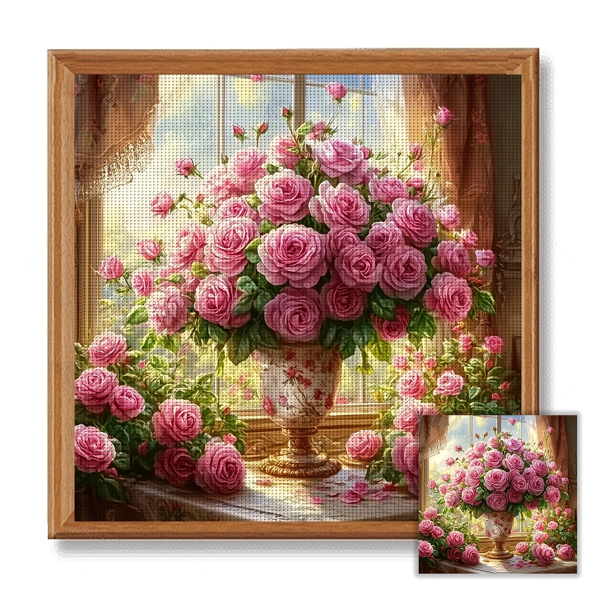 Vollstickerei mit Öko-Baumwollfaden, 11CT, bedruckt mit dem Motiv „Die Blumenfamilie“, Kreuzstich-Set, Kunst 40x40cm – Detail 2
