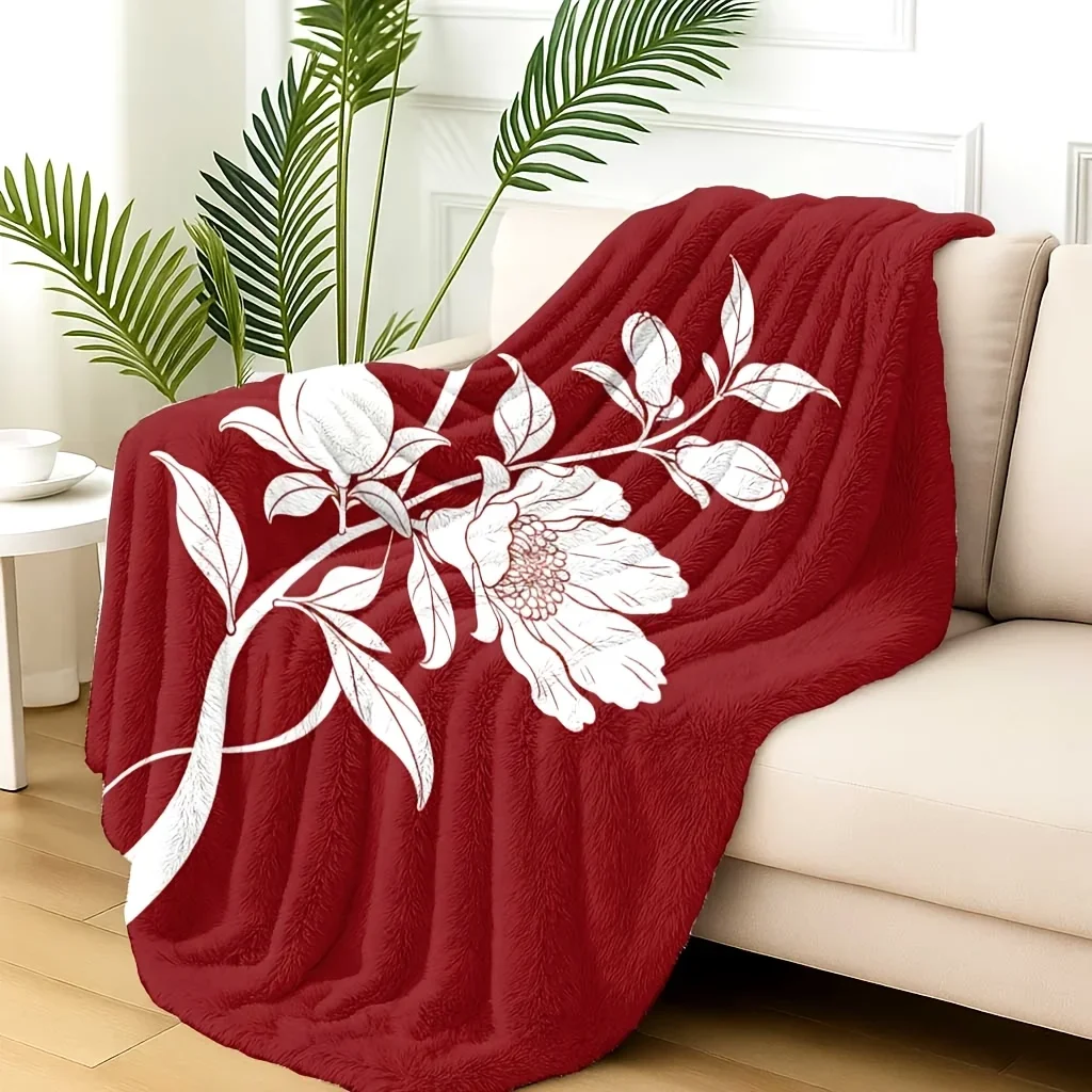 Elegant Floral Print Throw Blanket for Sofa Couch Decor Cozy Living Room Throw Blanket Gift 150x230cm
