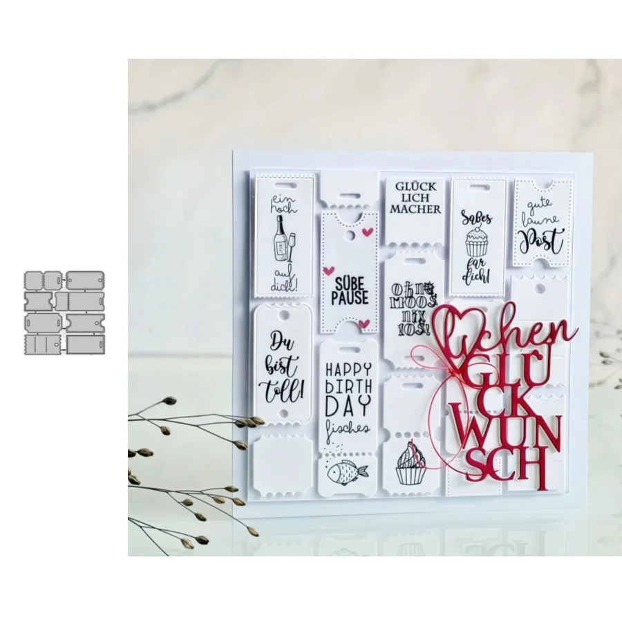 Neue Ankunft Label Tickets Metall Stanzformen für DIY Scrapbooking Kartenherstellung Schablonen Fotoalben