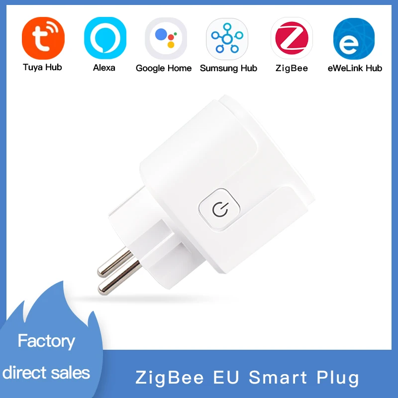 EU ZigBee Tuya Smart Plug 16A With Timed Voice Control Standard Hub Required ZigBee3.0 Works With Alexa Google Home Alice