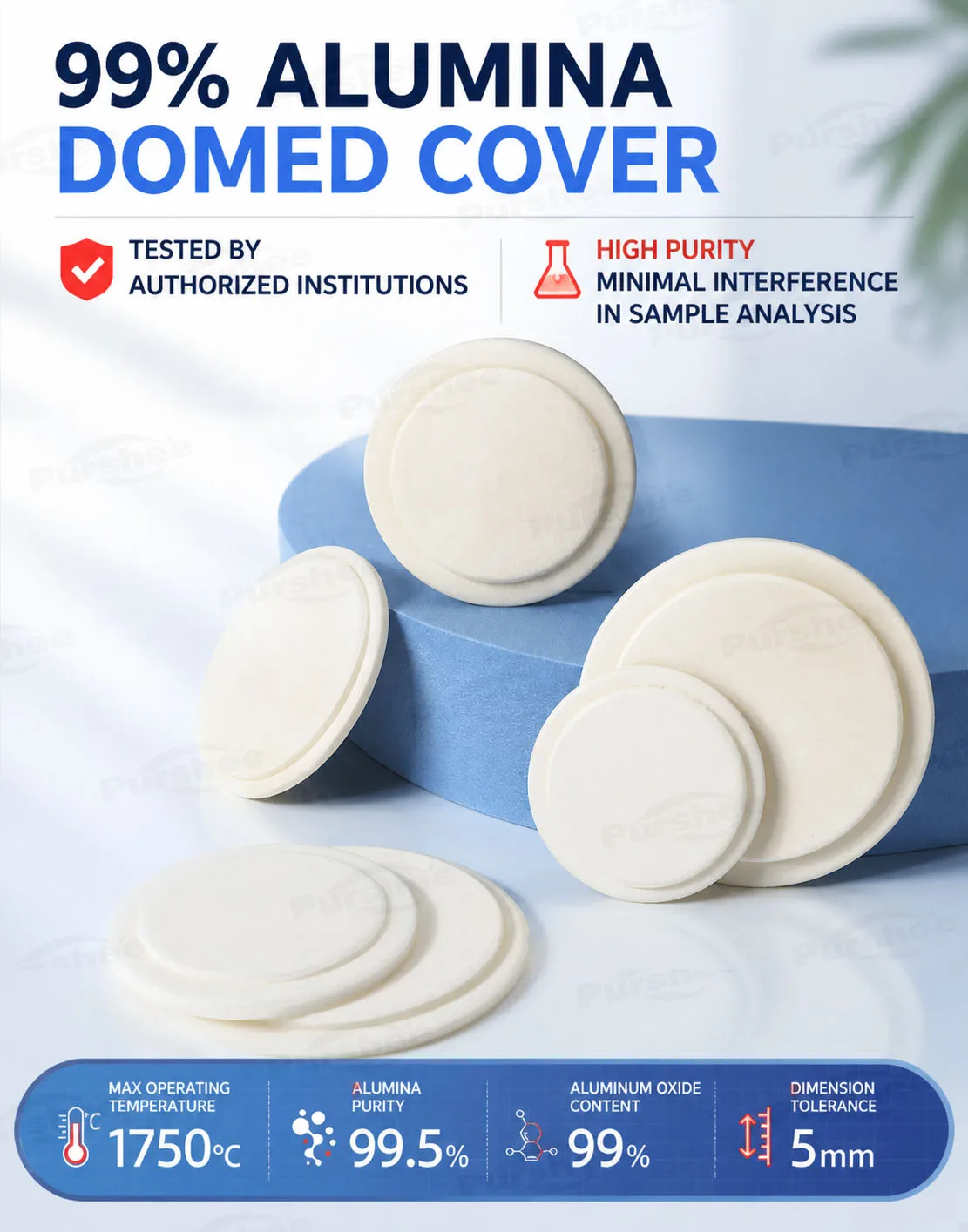 99 % Aluminiumoxid-Korund-Innendeckel mit konvexer Form, passend für zylindrische, bogenförmige Tiegel, hohe Temperaturen, für Muffelöfen – Detail 1