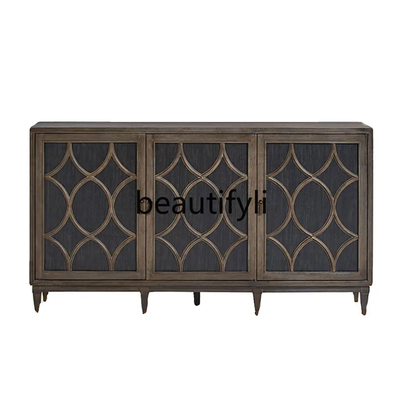 Ingangskast Massief houten entree Woonkamer Opbergkast TV-kast Vintage dressoir Amerikaanse stijl entreetafel