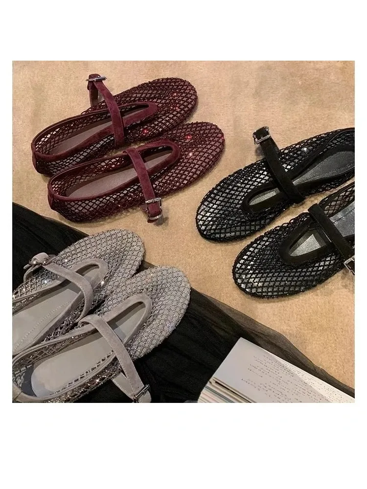 2026 Europese en Amerikaanse lente nieuwe ballerina's voor dames met visnet-mesh Mary Jane schoenen - afbeelding 2