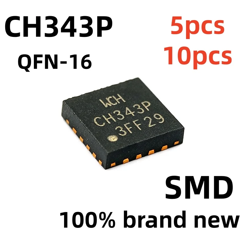 5-10pcs SMD CH343P TQFN-16 USB conversion chip IC CH343P 100% brand new