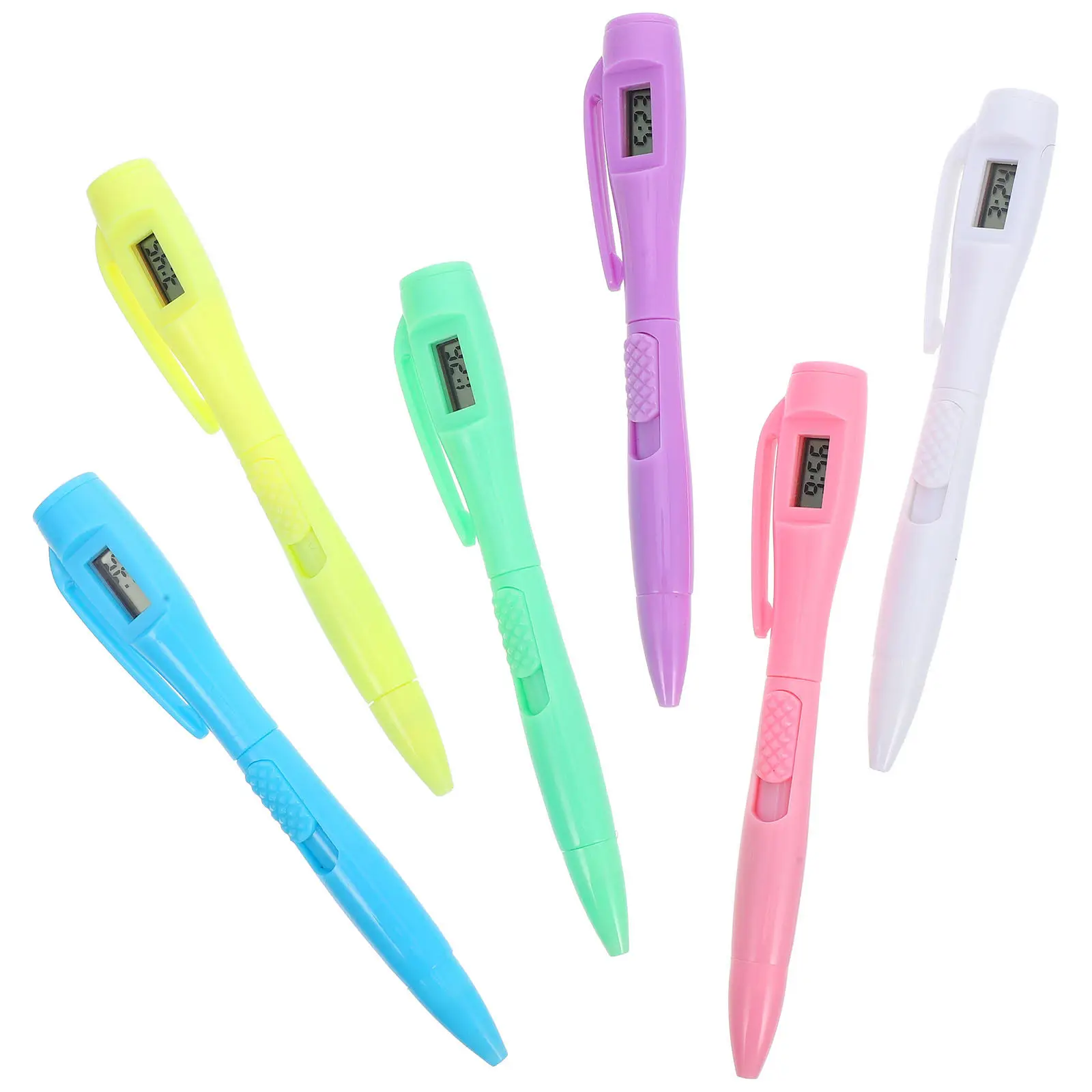 

6Pcs Exam Pen with Digital Clock Timekeeping Ballpoint Pen Fine Point Writing Tool for Note Taking Study School Stationery