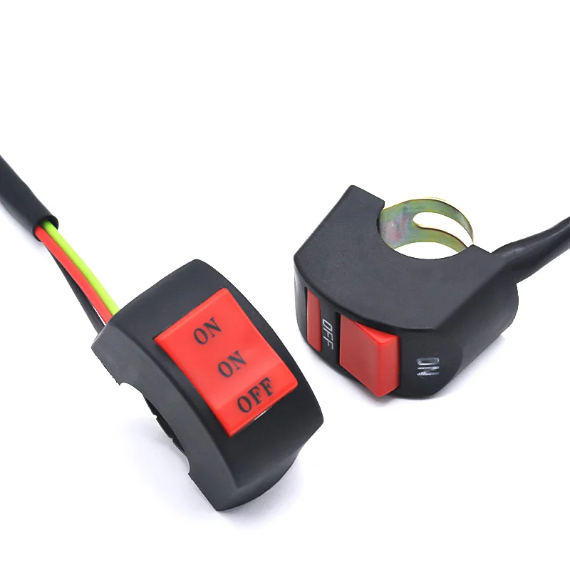 Motorbike Handlebar Mounted LED Headlight Switch Button; Two/Three Line Far Close Light Toggle