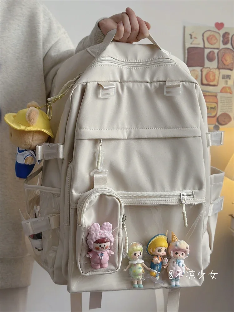 Preppy Style Ita Mochilas Japanese Ins Mochilas Mujer Simple All-match Bag Large Capacity Backpack Two Ways Bags for Women