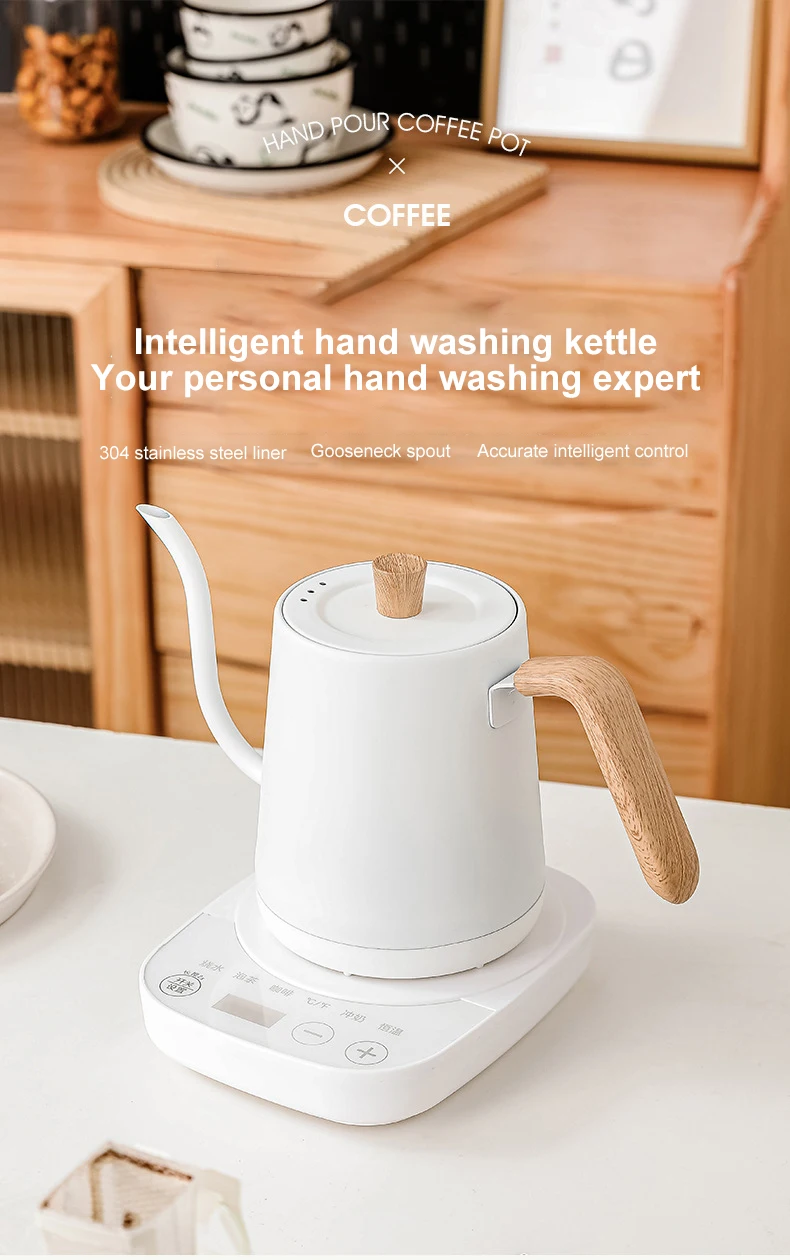 1000W Gooseneck Electric Kettle 800ml Hand Brew Coffee Pot Smart Teapot Temperature Control Pot Rapid Heating Kettle
