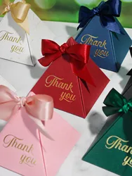 Thank you Creative Bronzing Gift Box Packaging Triangle Box Shape Wedding Candy Birthday Party Cosmetic Packaging Box
