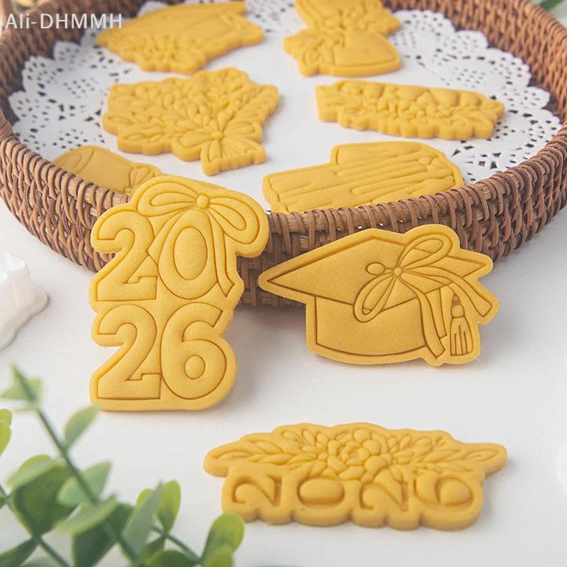 Graduation Theme Cookie Mold Cap Diploma Gown Shape Biscuit Mould DIY Baking Tool Fondant Pastry Cutter Party Dessert Decor