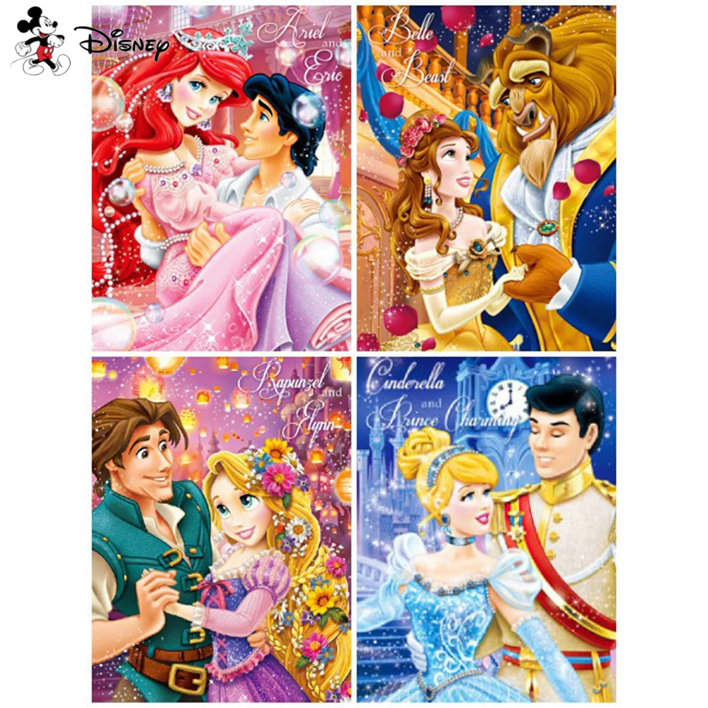 Disney 5D Cartoon Diamond Painting Cross Stitch Beauty And The Beast Full Round DIY Drill Mosaic Kit Home Decor