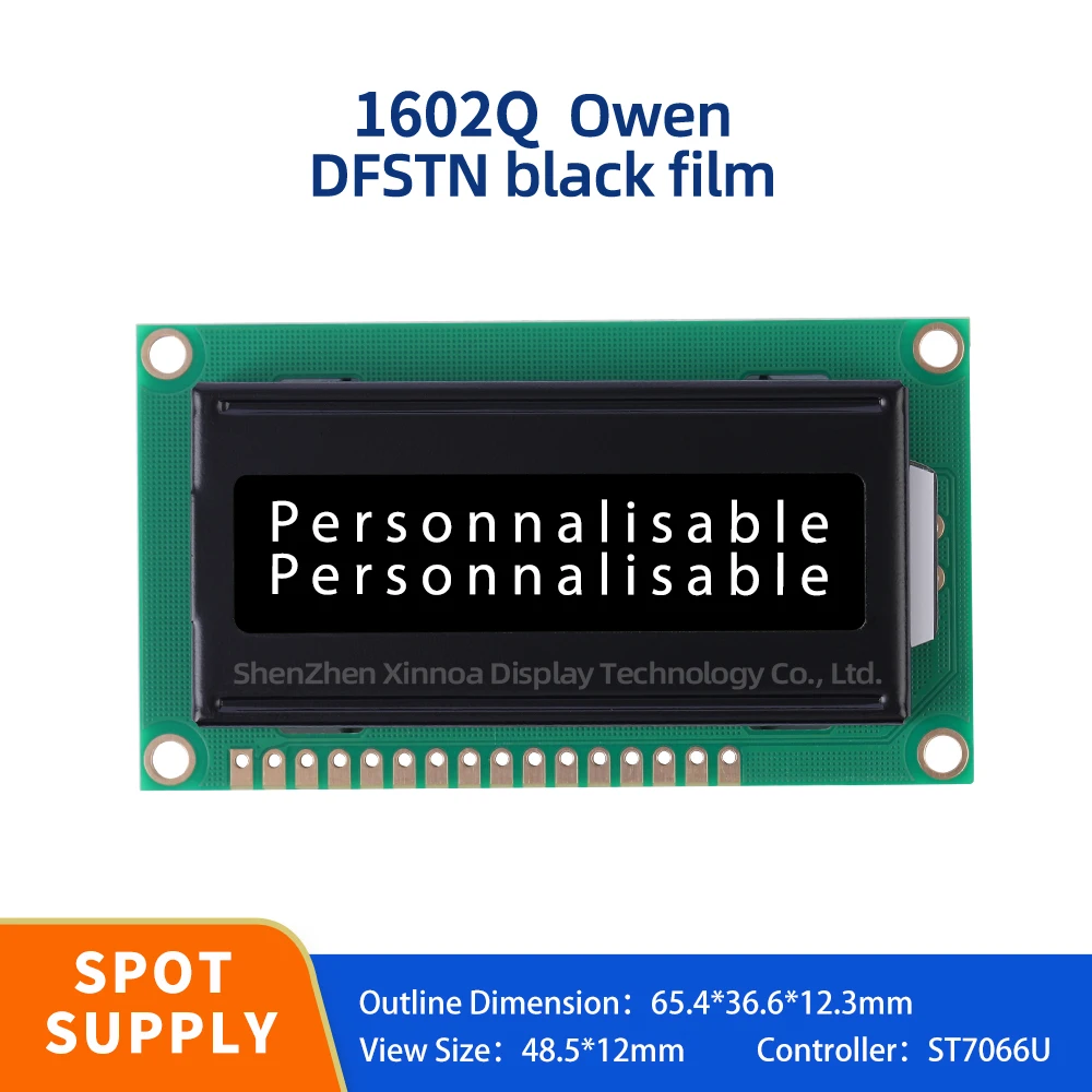 

DFSTN Black Film White Text I2C LCD Display Module Small Screen 1602Q European Character LCD Module 2x16 Controller ST7066U