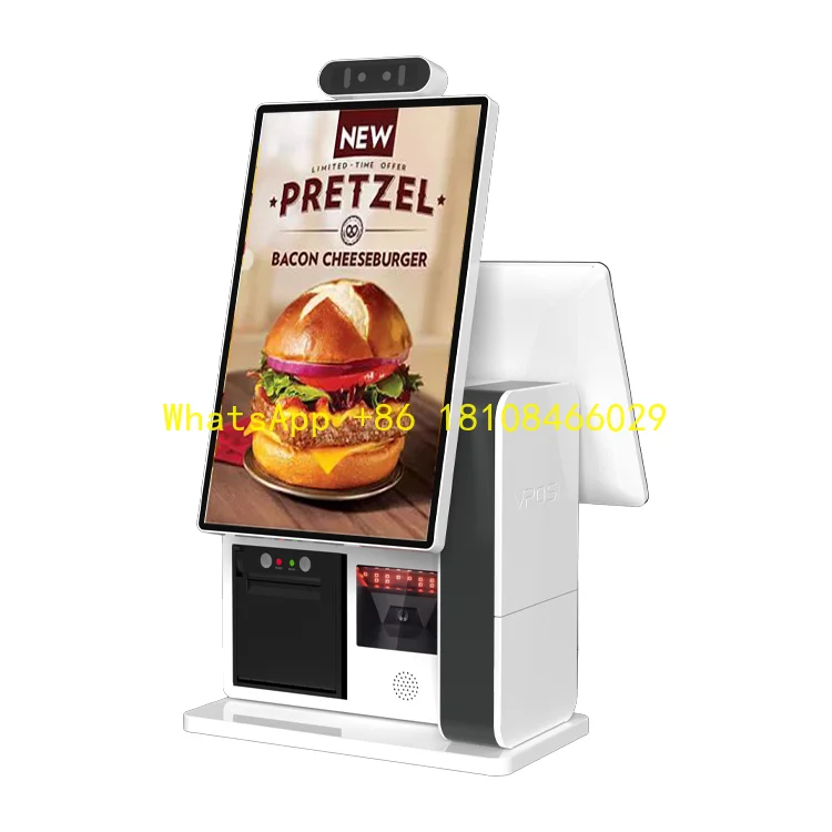 كشك الخروج POS الدفع في المطعم التلقائي شاشة تعمل باللمس الخدمة الذاتية الدفع طلب الوجبات السريعة كشك الذاتي