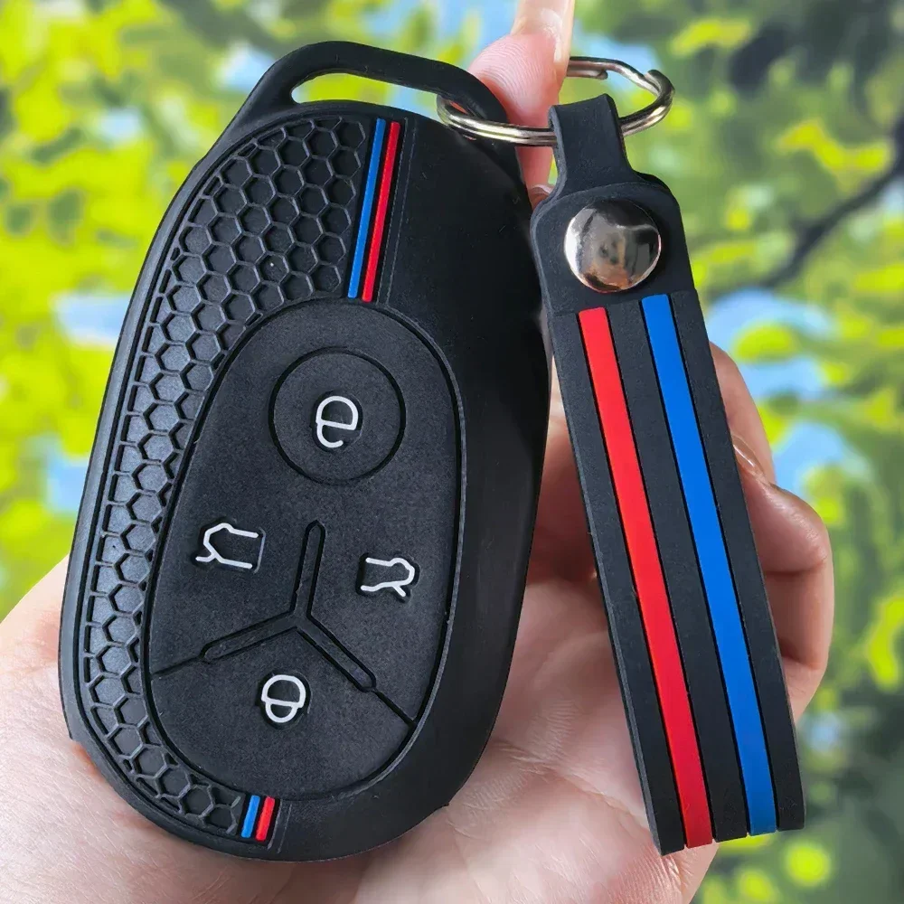 Grippy Honeycomb Silicone Key Case With Keychain For Geely GEOME Galaxy Light Star Wishes 2025 Exploration Youth
