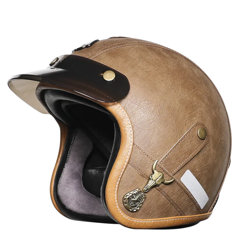 

Retro Style Motorcycle Helmet 3/4 Open Face Helmet Motorcycle Half Helmet Wind Mirror Cycling Helmets Cascos Capacete