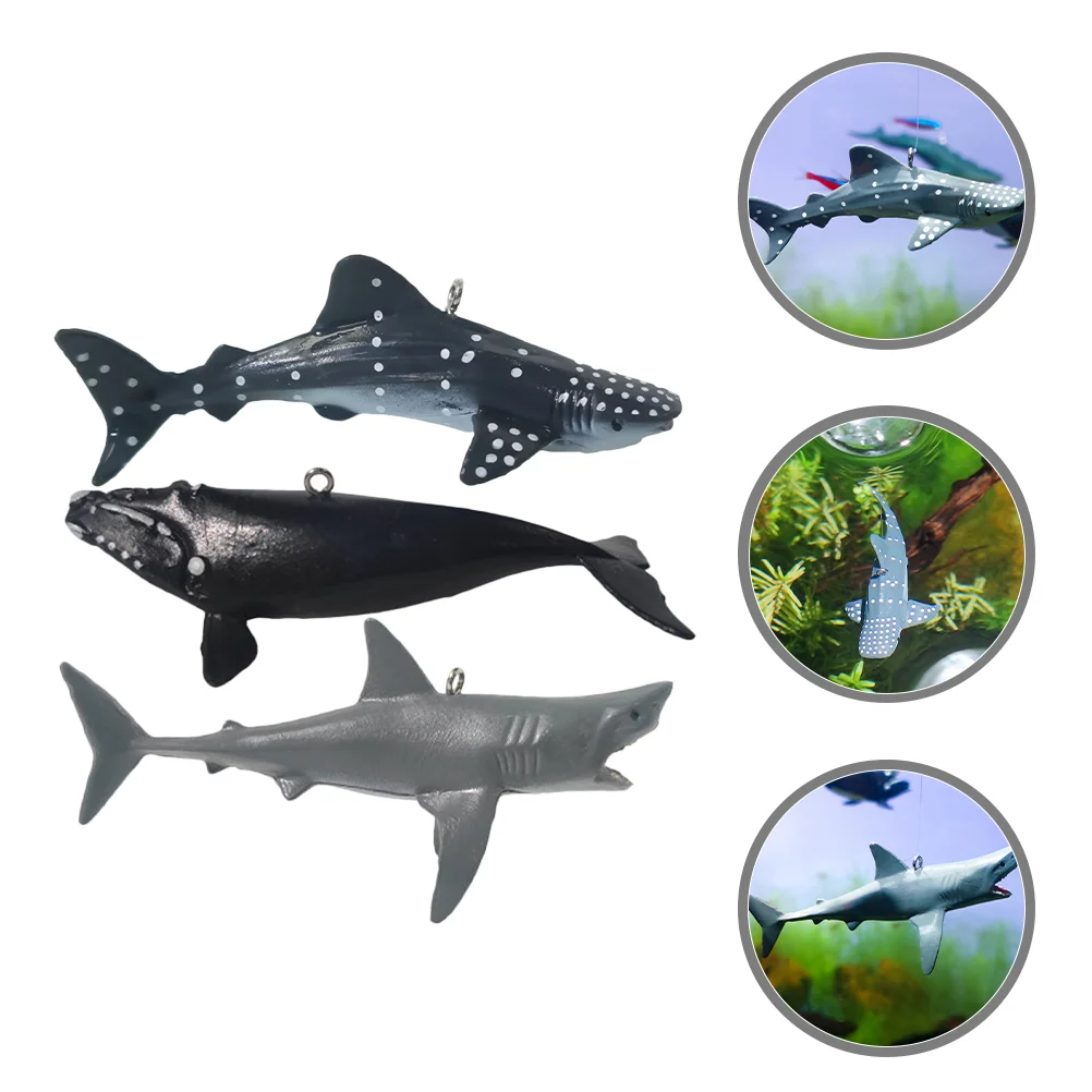 3 Pcs Animal Floating Shark Fish Tank Decors Aquarium Crafts Adorable Supplies Ornament