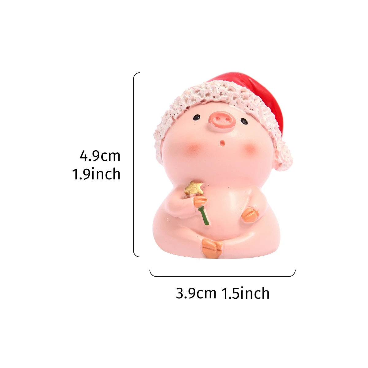 قطعة واحدة، عصا سحرية وردية لزينة عيد الميلاد على شكل خنزير صغير مع قبعة سانتا الحبيبة #3