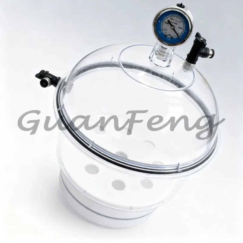 150mm/250mm Plastic Laboratory Vacuum Dryer, Transparent Vacuum Drying Device with Pressure Gauge