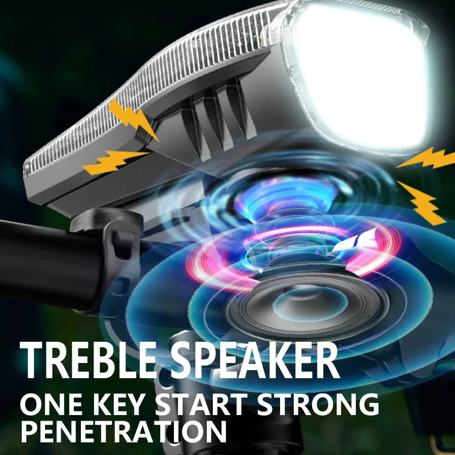 Heinast LED COB waterproof flashlight, USB rechargeable multifunctional bicycle light with horn function, detachable design