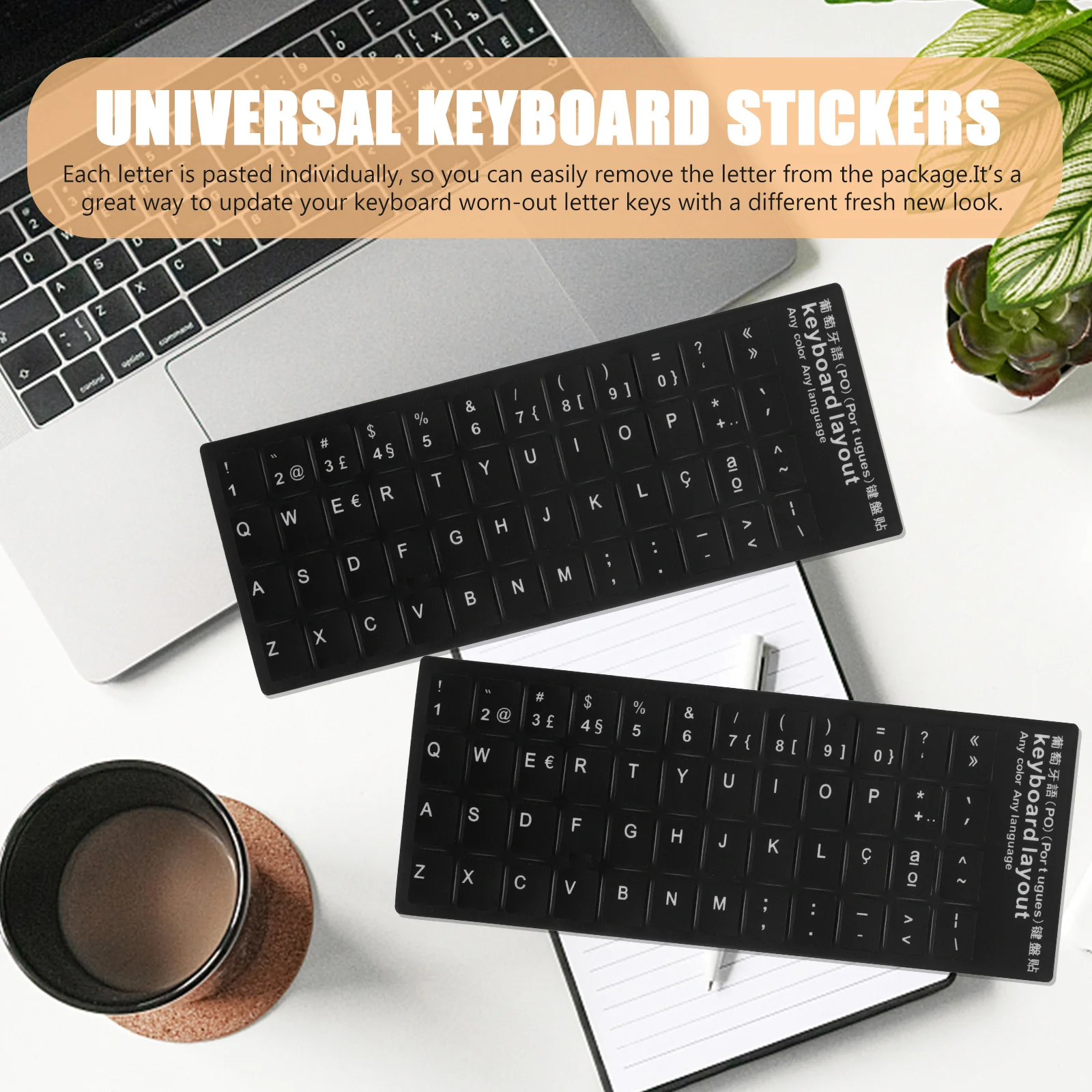 

10 шт. наклеек на клавиатуру, черный фон, белая надпись, удобная замена для обучения, клавиатура для ноутбука