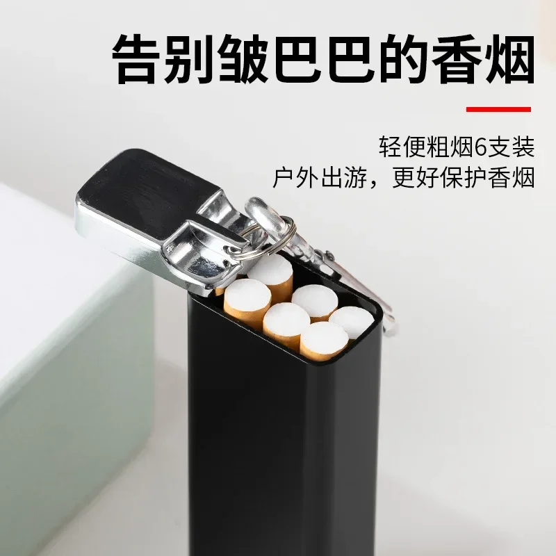 Portable Metal Cigarette Case with Keychain, Mini Pocket Ashtray with Lid for Outdoor Travel, Smoking Accessories, Gift for Men