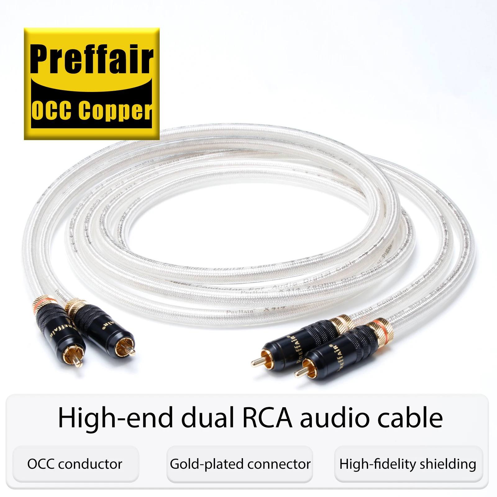 Preffair X414 Rca Cable 75ohm Audio OCC Silver Plated Signal Cable Rca Male to Male Stereo Wire Speaker Subwoofer Line