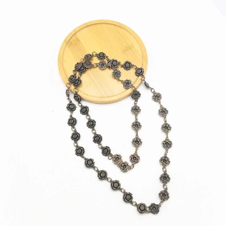 1Meter Bronze Metal Necklace Chains Rose Flower Bulk Fit Bracelets Findings Link Chain For Jewelry Makings Extension Chain 30426