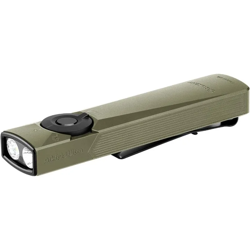 home.Arkfeld Ultra 1400 Lumens EDC مصباح يدوي مسطح، ضوء فلاش جيب مدمج قابل لإعادة الشحن يجمع بين LED الأبيض والأشعة فوق البنفسجية وGr