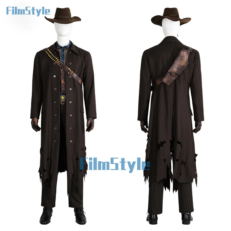 Fallout Cosplay Clothes Uniform Performance Dress Cowboy Hat Brown Suit Ghouls Cosplay Costume Battle Set