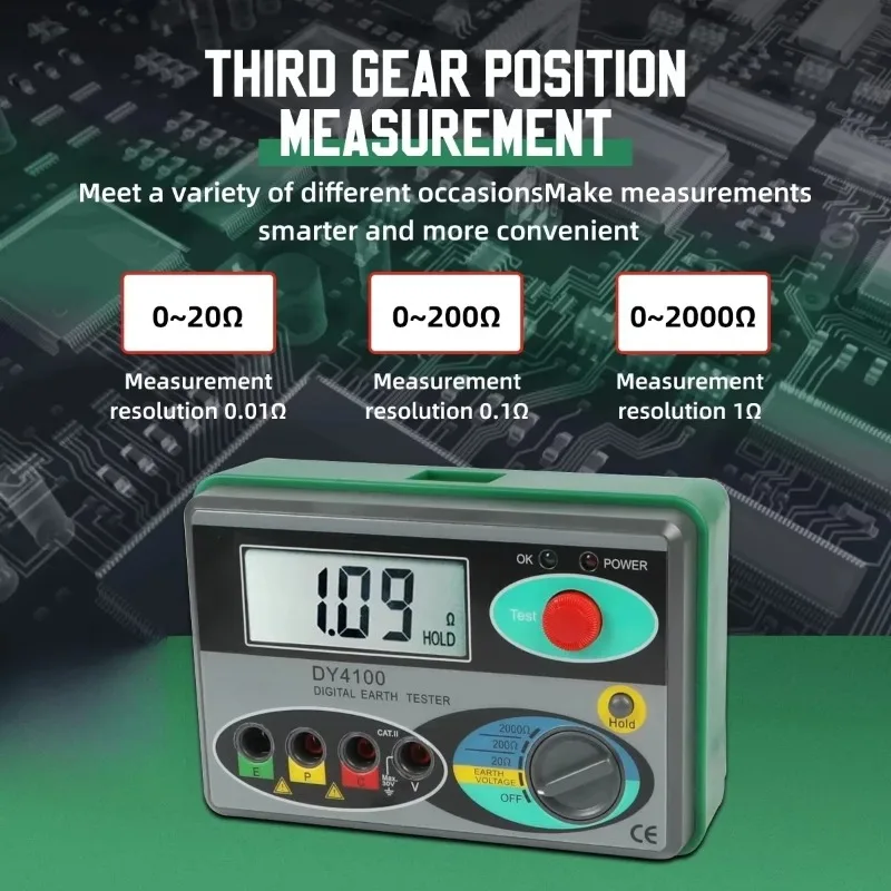 High Precision Digital Lightning Protection Earth Resistance Tester Soil Resistivity Meter 0-2000ohm