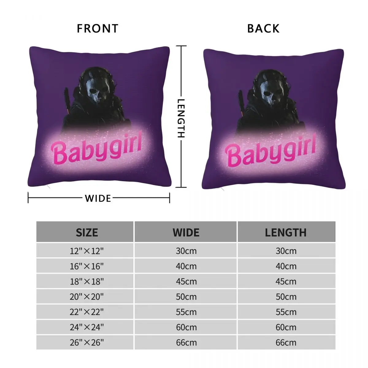 Call Of Duty Simon Ghost Riley Babygirl Square Pillowcase Polyester Linen Velvet Pattern Decorative Car Cushion Case Wholesale