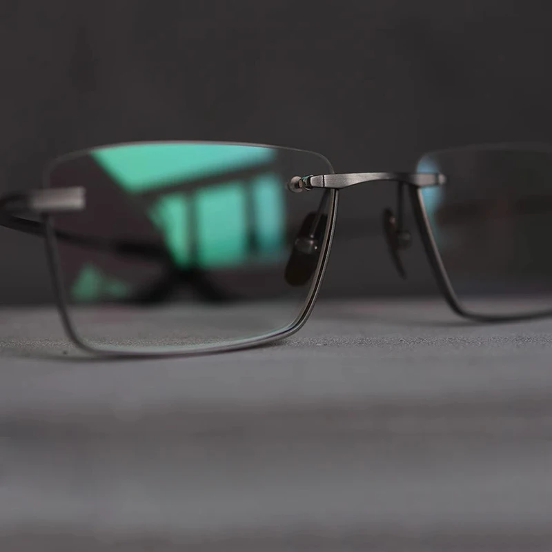 KUXA التيتانيوم النقي الرجال نصف إطار النظارات الطبية قصر النظر البصرية التقدمي واضح الصحيح رؤية العين المضادة للأشعة فوق البنفسجية العدسات Eyewea