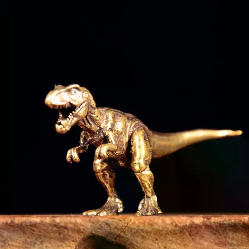 Jurassic Tyrannosaurus Dinosaur Solid Brass Small Ornament Animal Statue Simulated Tyrannosaurus Rex Figurines Handcrafts Gifts