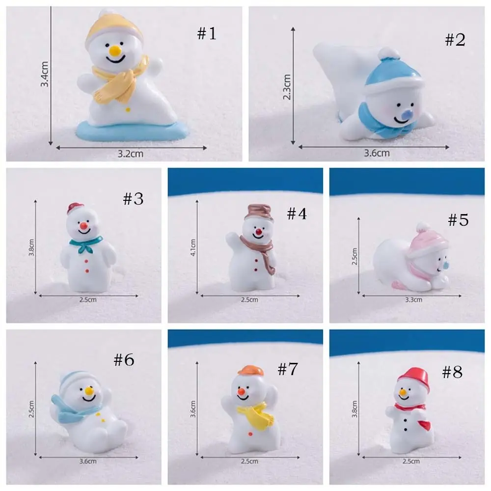 Cartoon Christmas Snowman Figurine Mini Resin Crafts Mini Snowman Ornament Cute DIY Snowball Battle Snowman Ornaments