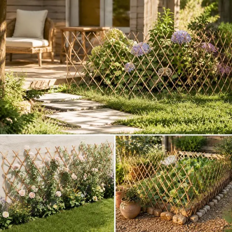 Paravent extensible en saule 180x90 cm, panneau d'intimité de jardin en bois naturel pour balcon et terrasse, barrière pour animaux de compagnie et support pour plantes grimpantes, lot de 5 pièces
