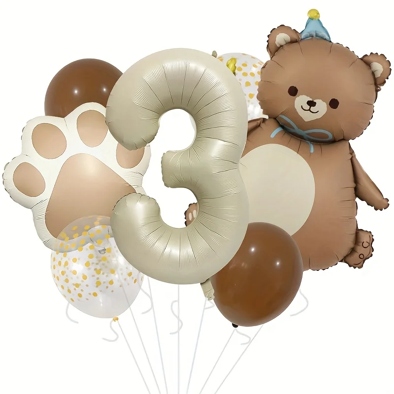 7 Stück Matte Bär Ballon 40 Zoll Milchweiß Nummer 1-6 Krallendruck Aluminiumfolie Ballon Set Jubiläum Geburtstag Party Dekoration – Detail 4