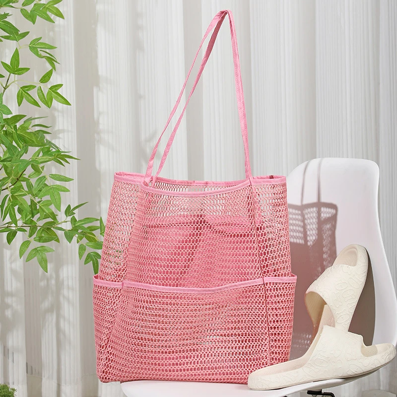 Multi Pockets Summer Beach Bag for Towels Mesh Durable Travel Handbag Toys Organizer Waterproof Underwear Swimming Storage Bag