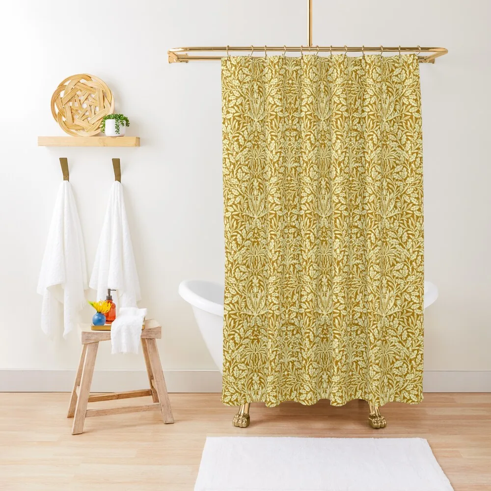 

Art Nouveau Floral Damask, Mustard Yellow Shower Curtain For Shower Shower Set Anti-Mold Waterproof Curtain