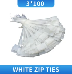 2.5*100mm 100pcs zip ties Write On Ethernet RJ45 RJ12 Wire Power Cable Label Mark Tags nylon cable ties