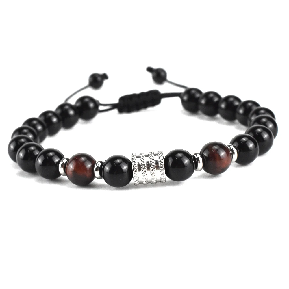 Natural Black Obsidian Tiger Eye Beads Bracelets For Men Women Adjustable Braided Bracelet Couple Jewelry Gift Pulsera Hombre