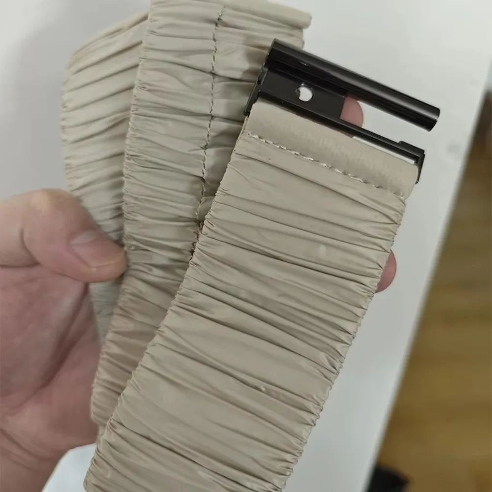 レトロ 5 センチメートル幅ダウンコートウエストベルトプリーツ弾性ストレッチウエストバンドバックルカジュアル無地ダウンジャケットウエストバンド