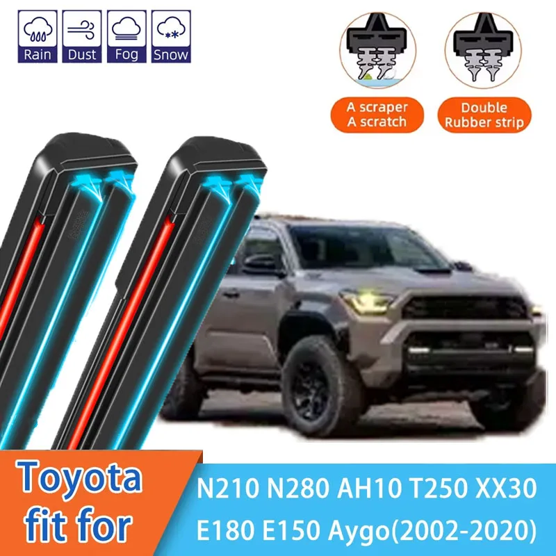 

For Toyota 4Runner N210 N280 AH10 T250 XX30 E180E150 Aygo Front Windscreen Wipers Double Rubber Car Wiper Blades Car Accessories