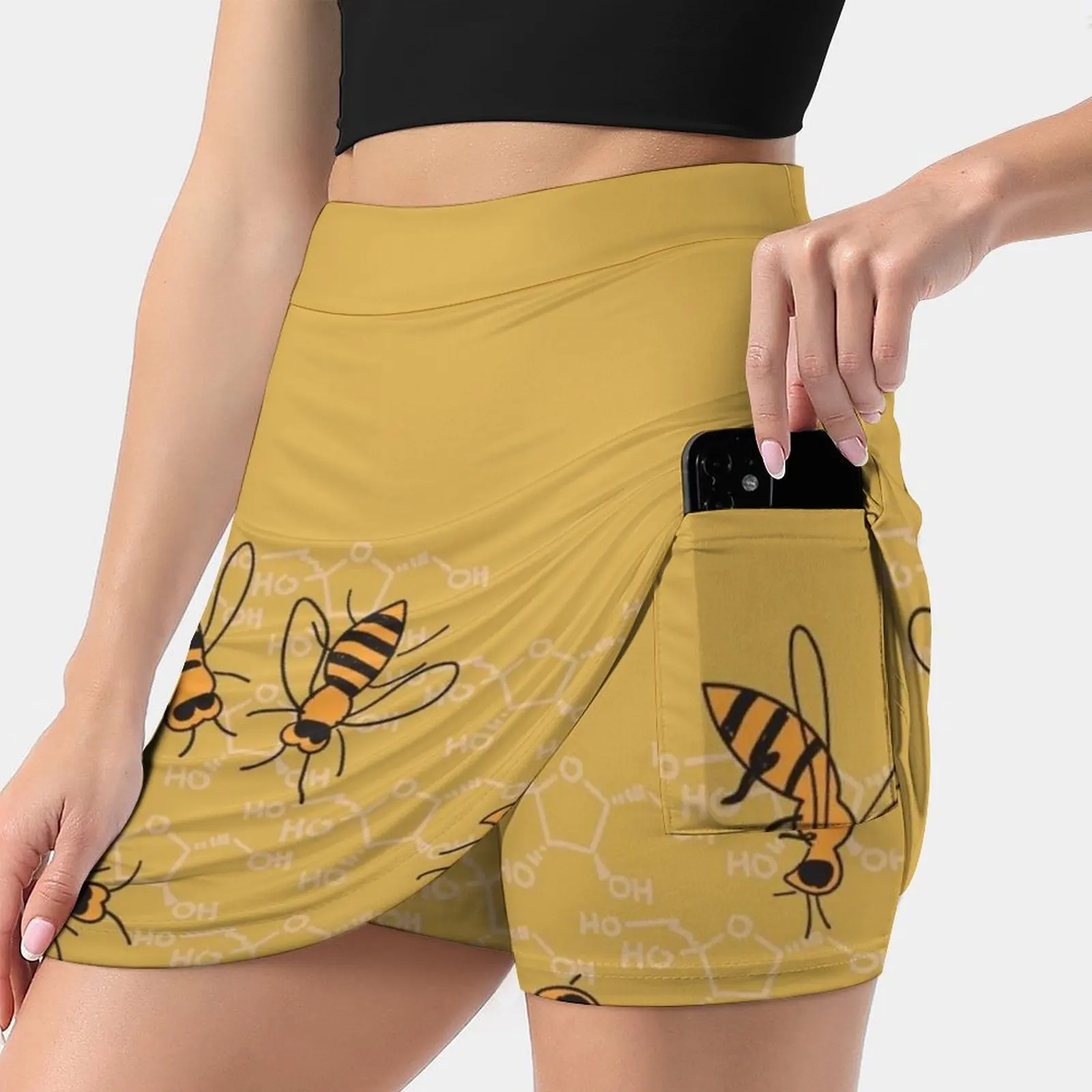 Chemical Composition Of Honey Women's skirt Mini Skirts A Line Skirt With Hide Pocket Honey Bees Honeycomb Science Chemistry