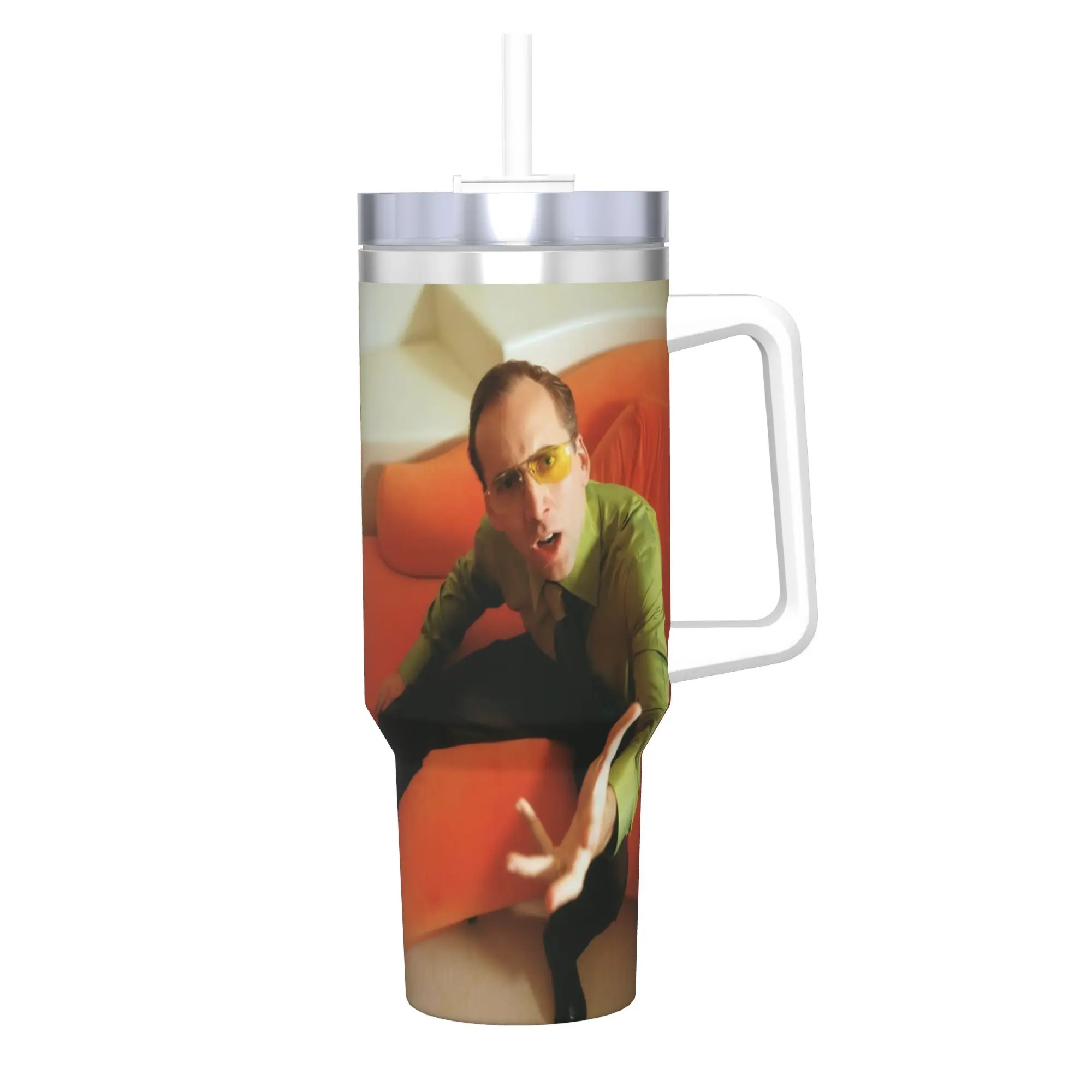 Nicolas Cage Tumbler 40oz Stainless Steel Double Wall Vacuum Insulated  Tumblers Cup With Straw