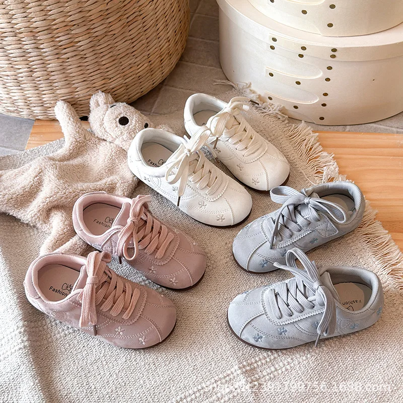 2026 Autumn Children's Boys Girls Microfiber Leather Thin Bottom Running Shoes Kid Toddler Solid Color Non-slip Training Shoes