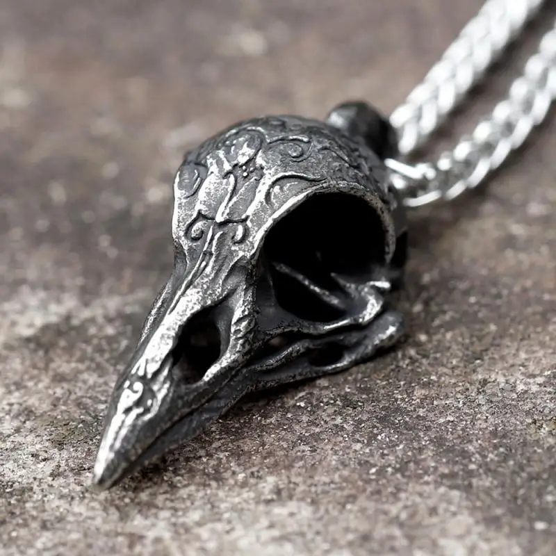 Nordic Fashion Viking Raven Pendant Stainless Steel Crow Domineering Chain Necklace Viking Punk Men Jewelry free shipping
