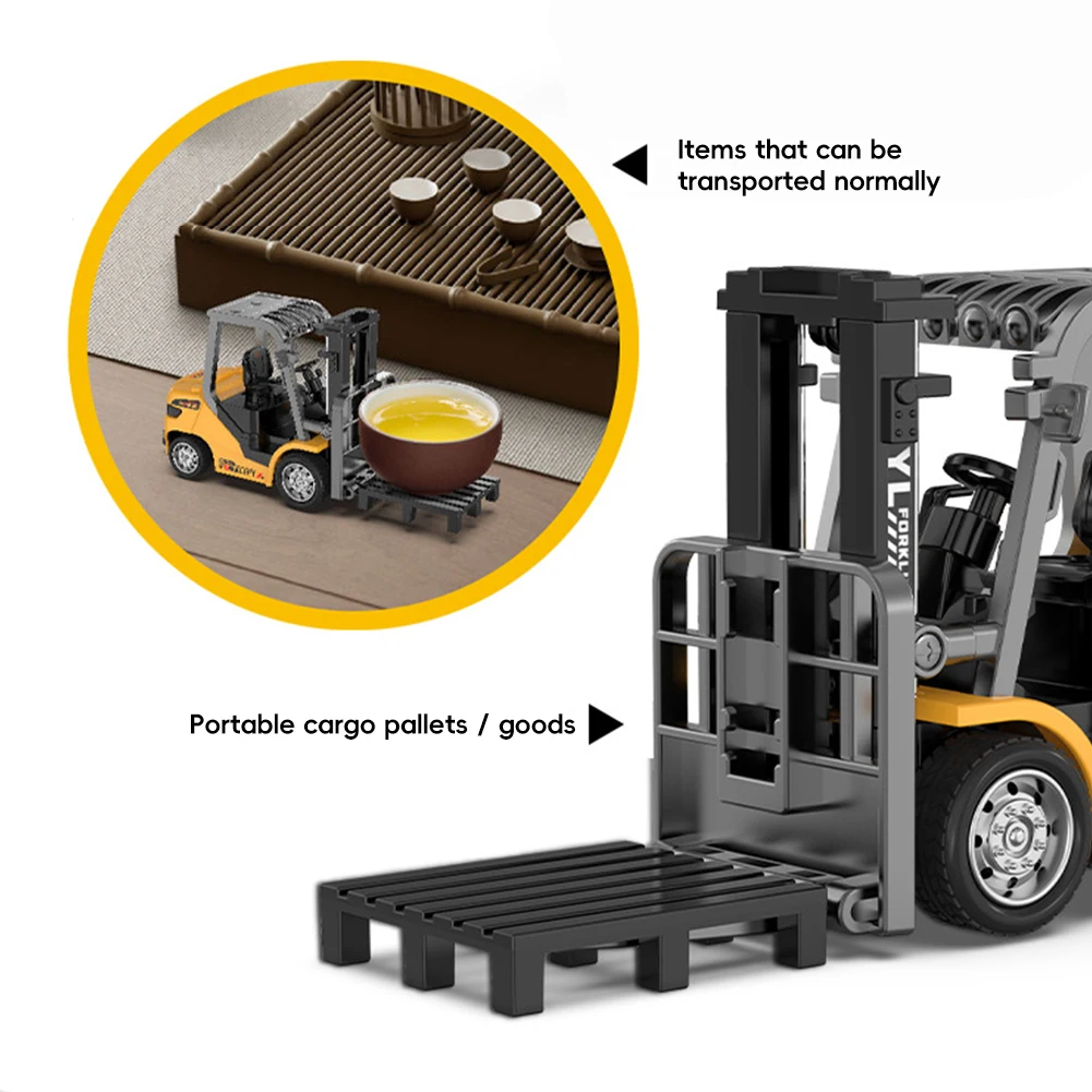 Chariot élévateur en alliage télécommandé 1:64, véhicule d'ingénierie, jouets de table, chariot élévateur RC, modèle de Collection, cadeau pour garçons